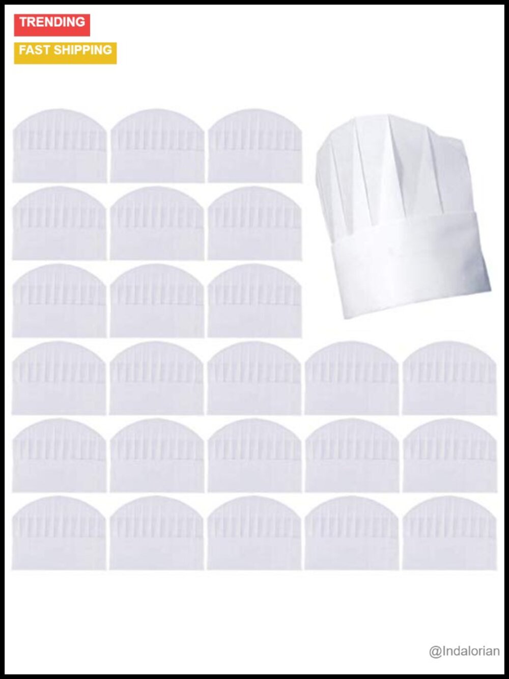 50 Pack Disposable Non-Woven Chef Hats 8 Inch Food Service Caps